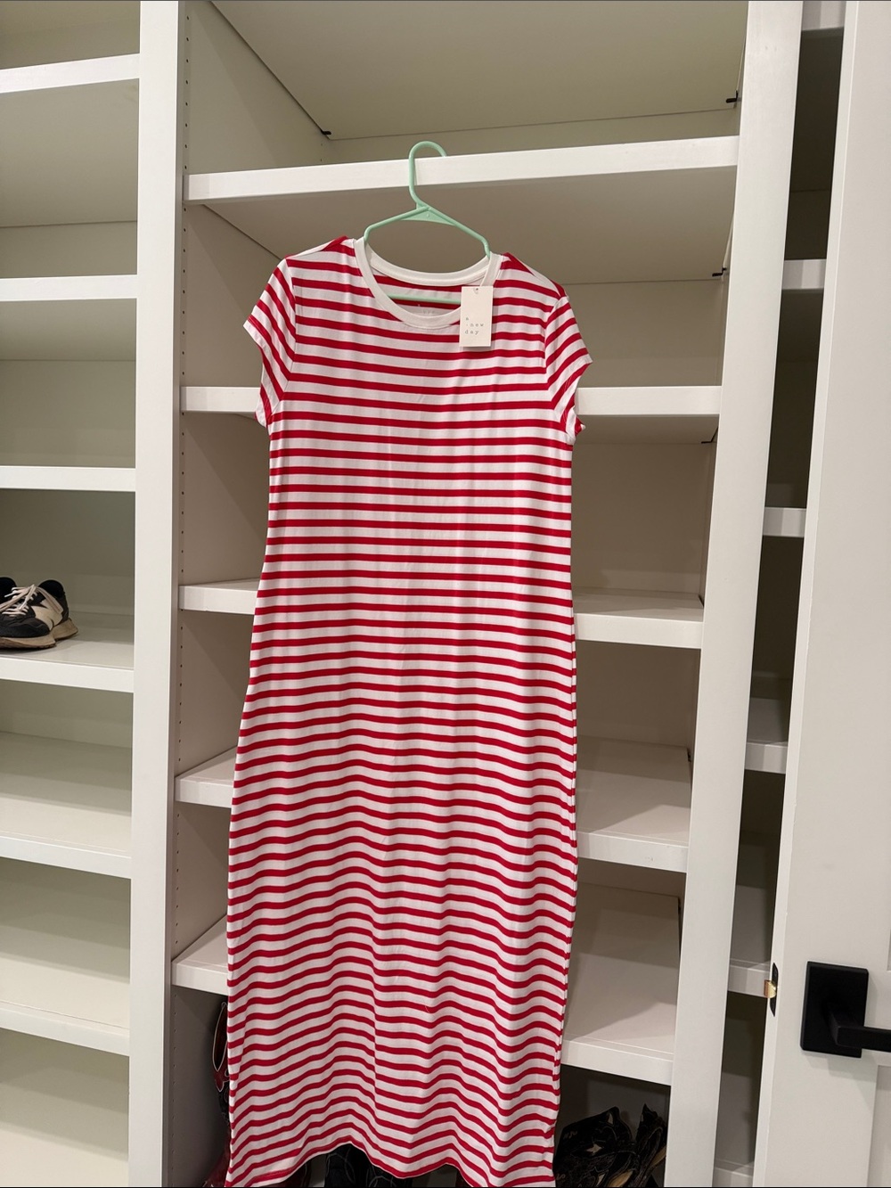 Women's Red & White Striped Tee Dress